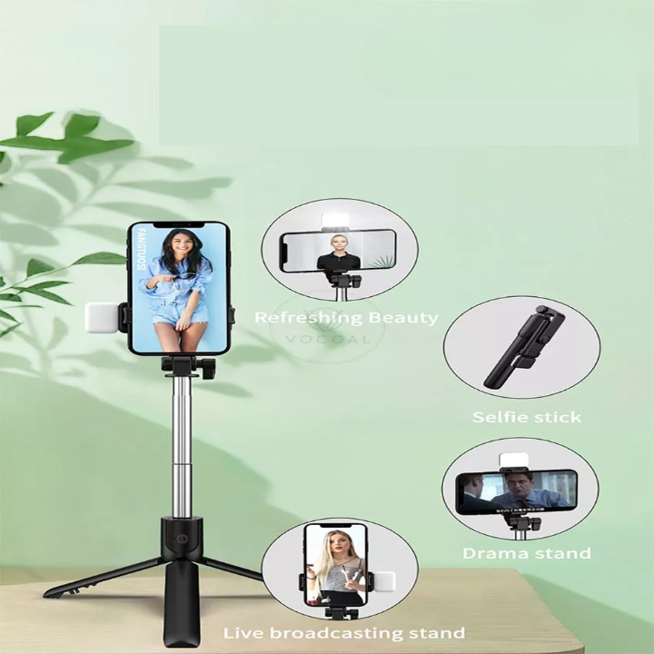 Foldable Bluetooth Selfie Stick Tripod (LED Light)